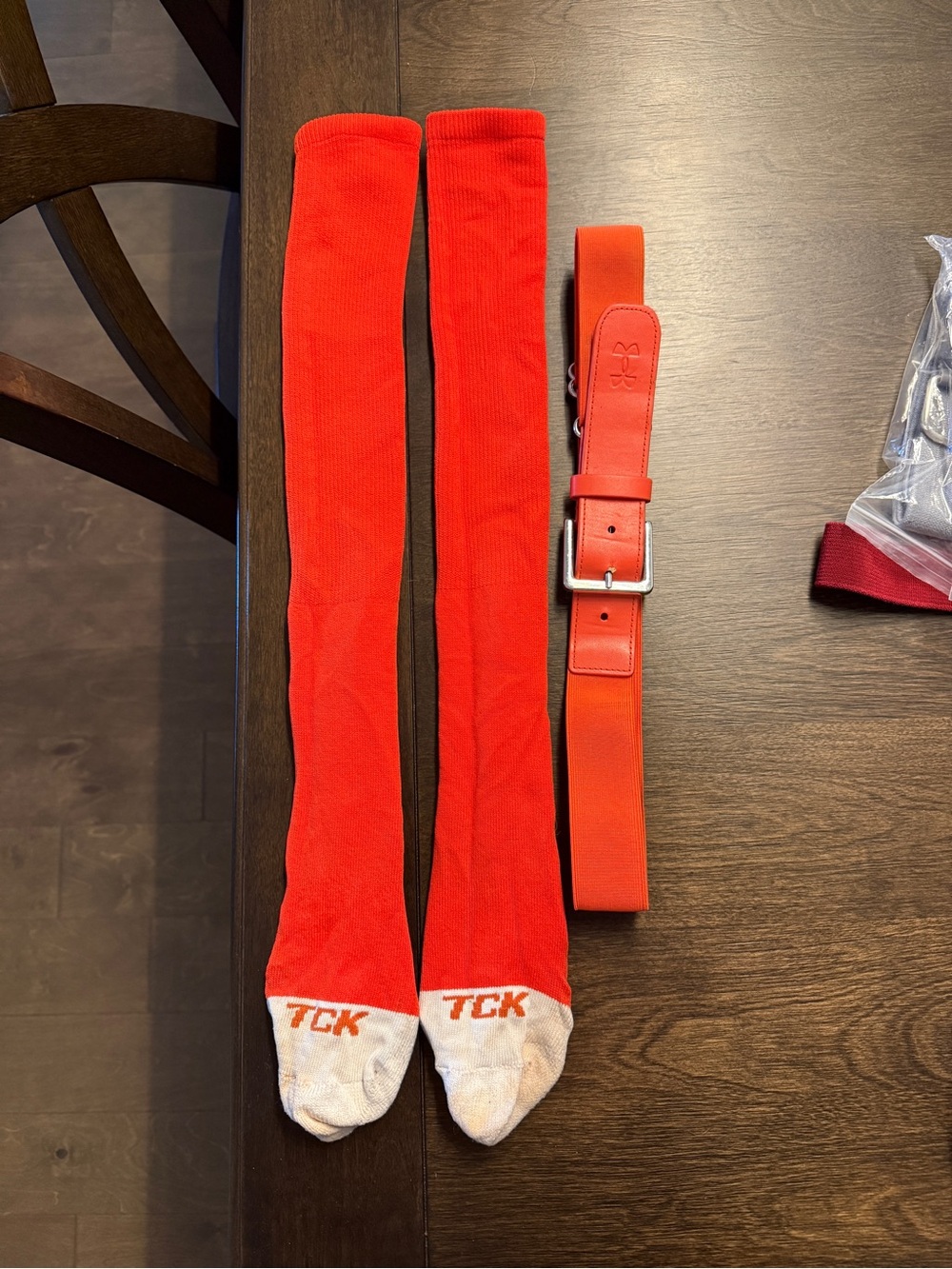 Orange adult softball/baseball Socks and belt